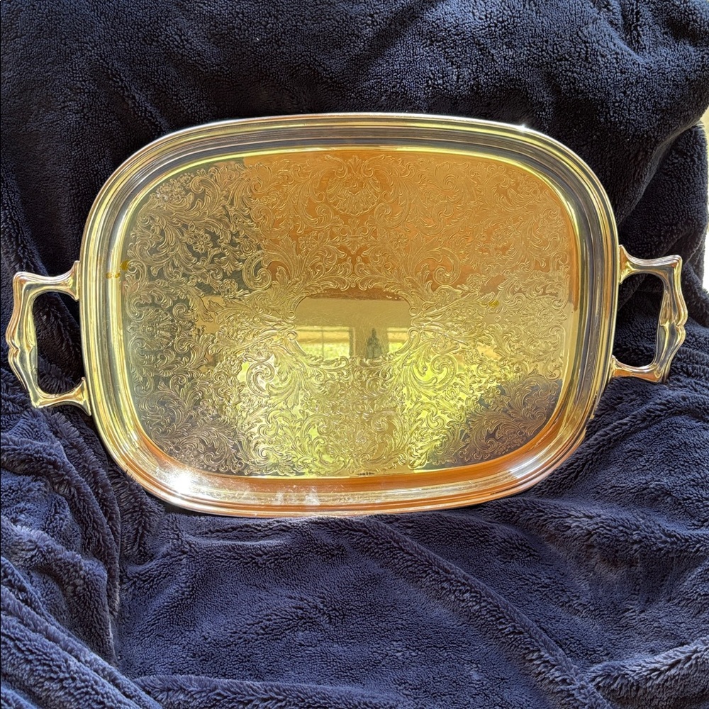 Vintage Gorham Newport YB406 Silver Plate Rectangular Tray With Handles - Picture 10 of 10